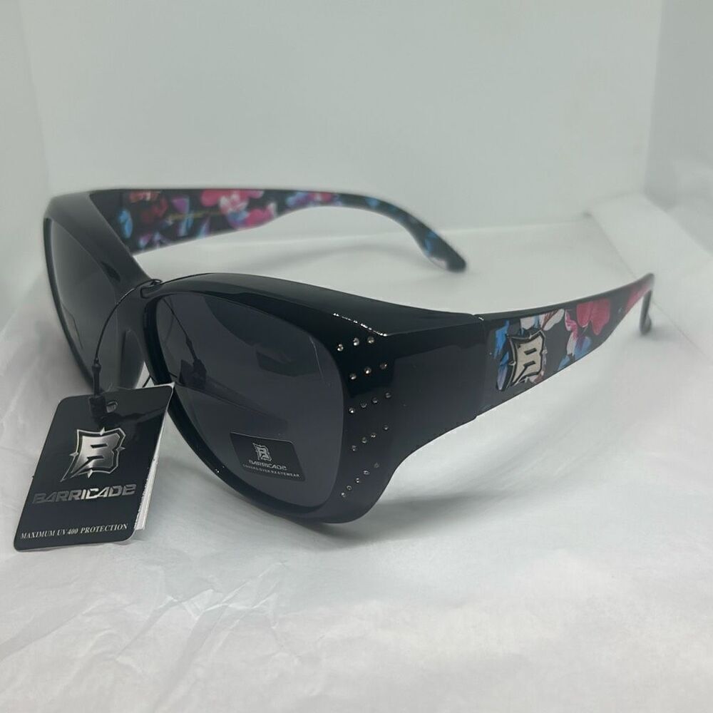 Barricade PZ-BAR617 Women’s Sunglasses – Floral Rhinestone Detail | Butterfly Ov